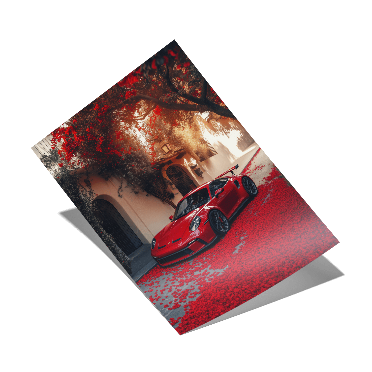 PORSCHE 992 GT3 RS x RED LEAVES*Papier*40x60*Papier*Kunstwerk*Masculina.nl