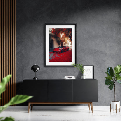 PORSCHE 992 GT3 RS x RED LEAVES*Papier*40x60*Papier*Kunstwerk*Masculina.nl