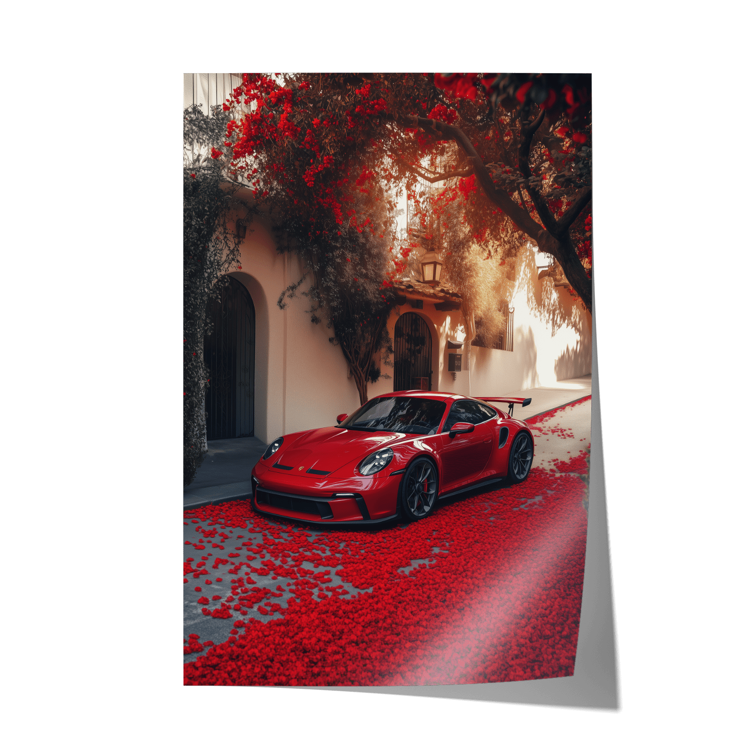 PORSCHE 992 GT3 RS x RED LEAVES*Papier*40x60*Papier*Kunstwerk*Masculina.nl