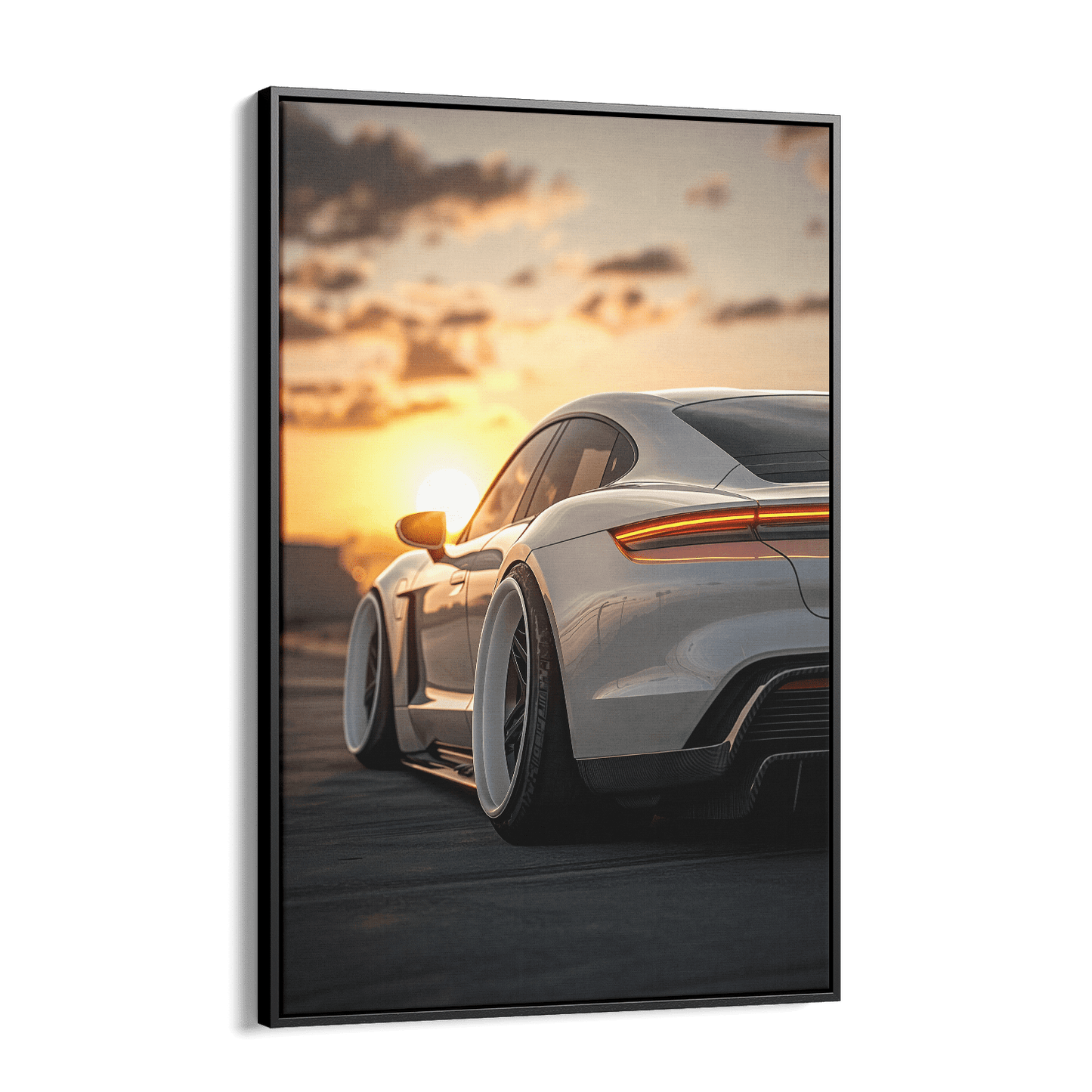 PORSCHE TAYCAN x SUNSET*Canvas*40x60*Baklijst*Kunstwerk*Masculina.nl