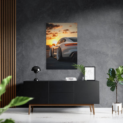 PORSCHE TAYCAN x SUNSET*Canvas*40x60*Canvas*Kunstwerk*Masculina.nl