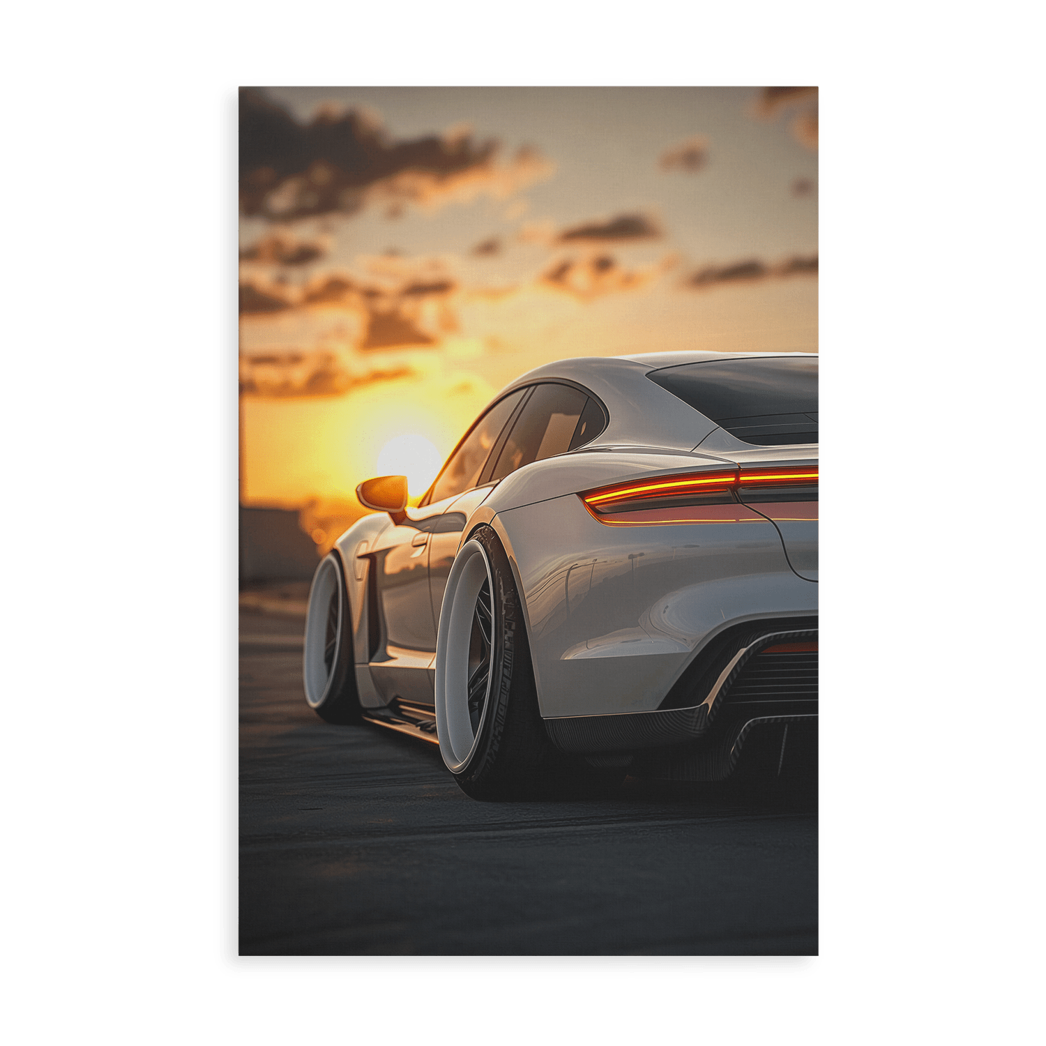 PORSCHE TAYCAN x SUNSET*Canvas*40x60*Canvas*Kunstwerk*Masculina.nl