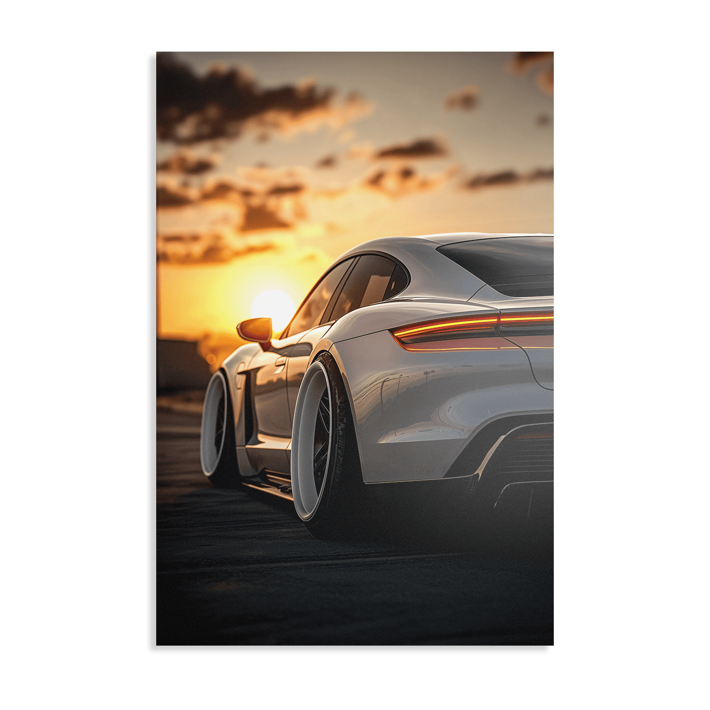 PORSCHE TAYCAN x SUNSET*Dibond*40x60*Dibond*Kunstwerk*Masculina.nl