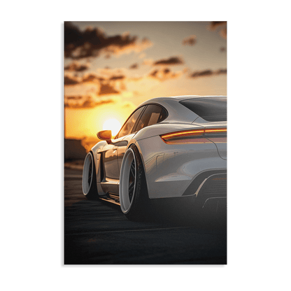 PORSCHE TAYCAN x SUNSET*Dibond*40x60*Dibond*Kunstwerk*Masculina.nl