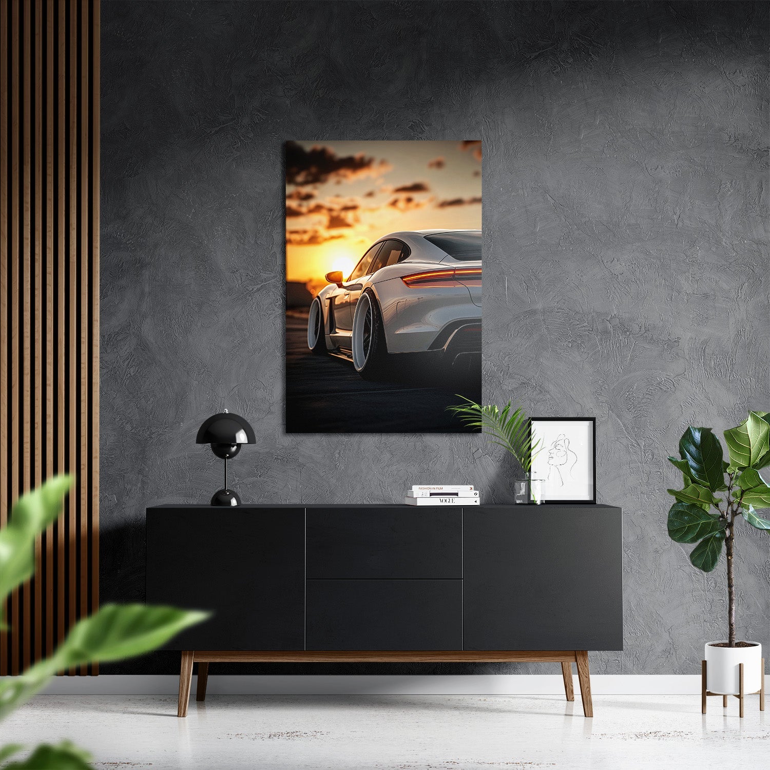 PORSCHE TAYCAN x SUNSET*Dibond*40x60*Dibond*Kunstwerk*Masculina.nl
