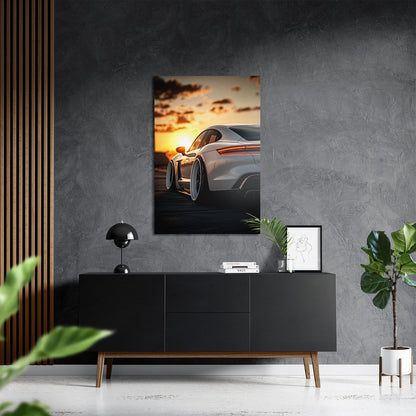 PORSCHE TAYCAN x SUNSET*Dibond*40x60*Dibond*Kunstwerk*Masculina.nl