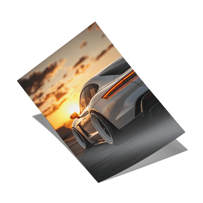 PORSCHE TAYCAN x SUNSET*Papier*40x60*Papier*Kunstwerk*Masculina.nl
