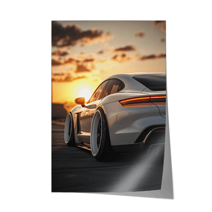 PORSCHE TAYCAN x SUNSET*Papier*40x60*Papier*Kunstwerk*Masculina.nl