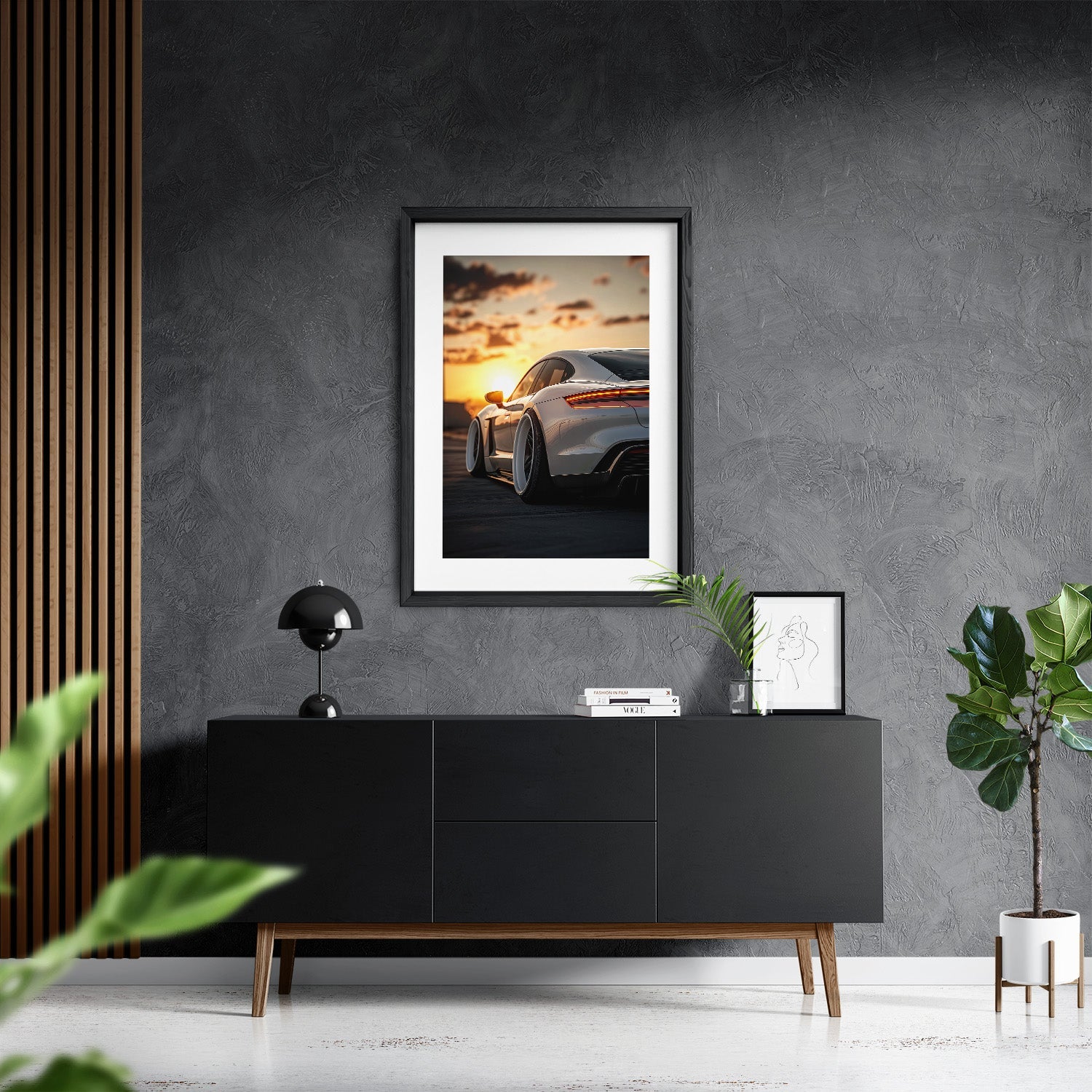 PORSCHE TAYCAN x SUNSET*Papier*40x60*Papier*Kunstwerk*Masculina.nl