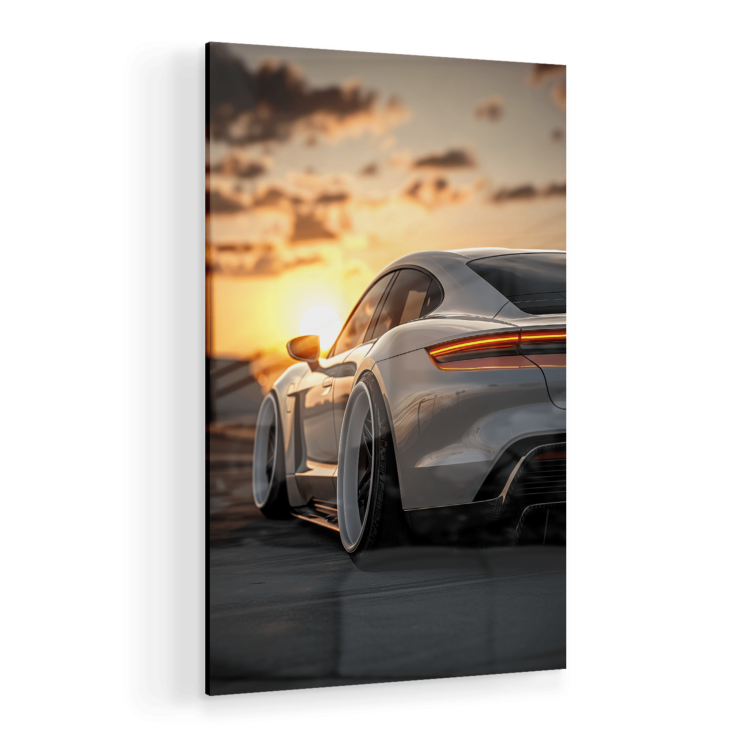 PORSCHE TAYCAN x SUNSET*Plexiglas*40x60*Plexiglas*Kunstwerk*Masculina.nl