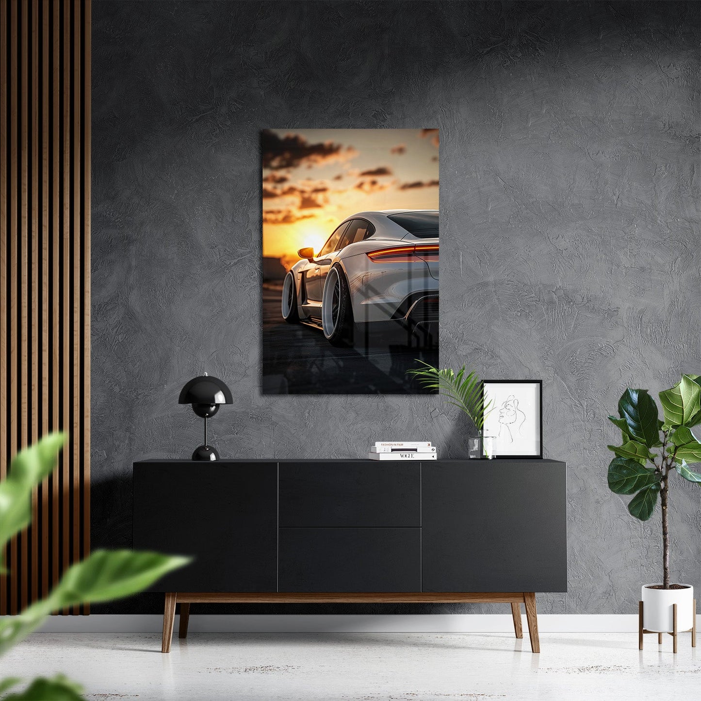 PORSCHE TAYCAN x SUNSET*Plexiglas*40x60*Plexiglas*Kunstwerk*Masculina.nl