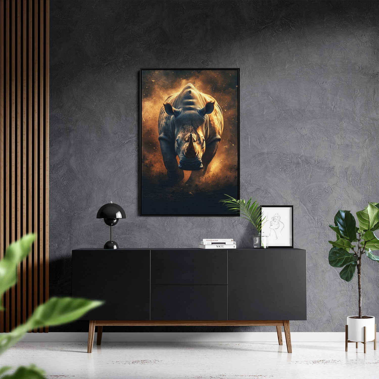 RHINO RAMPAGE*Canvas*40x60*Baklijst*Kunstwerk*Masculina.nl