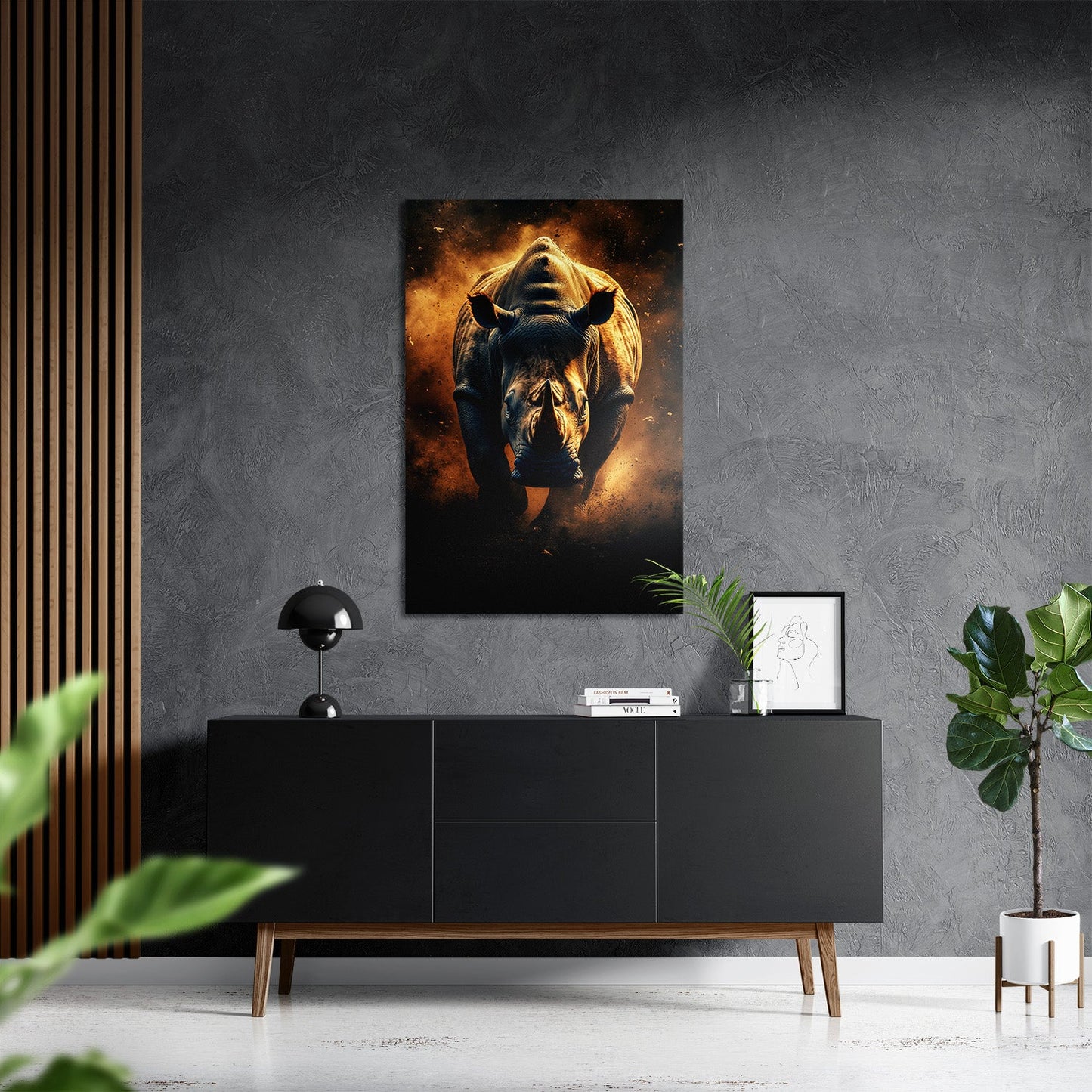 RHINO RAMPAGE*Dibond*40x60*Dibond*Kunstwerk*Masculina.nl
