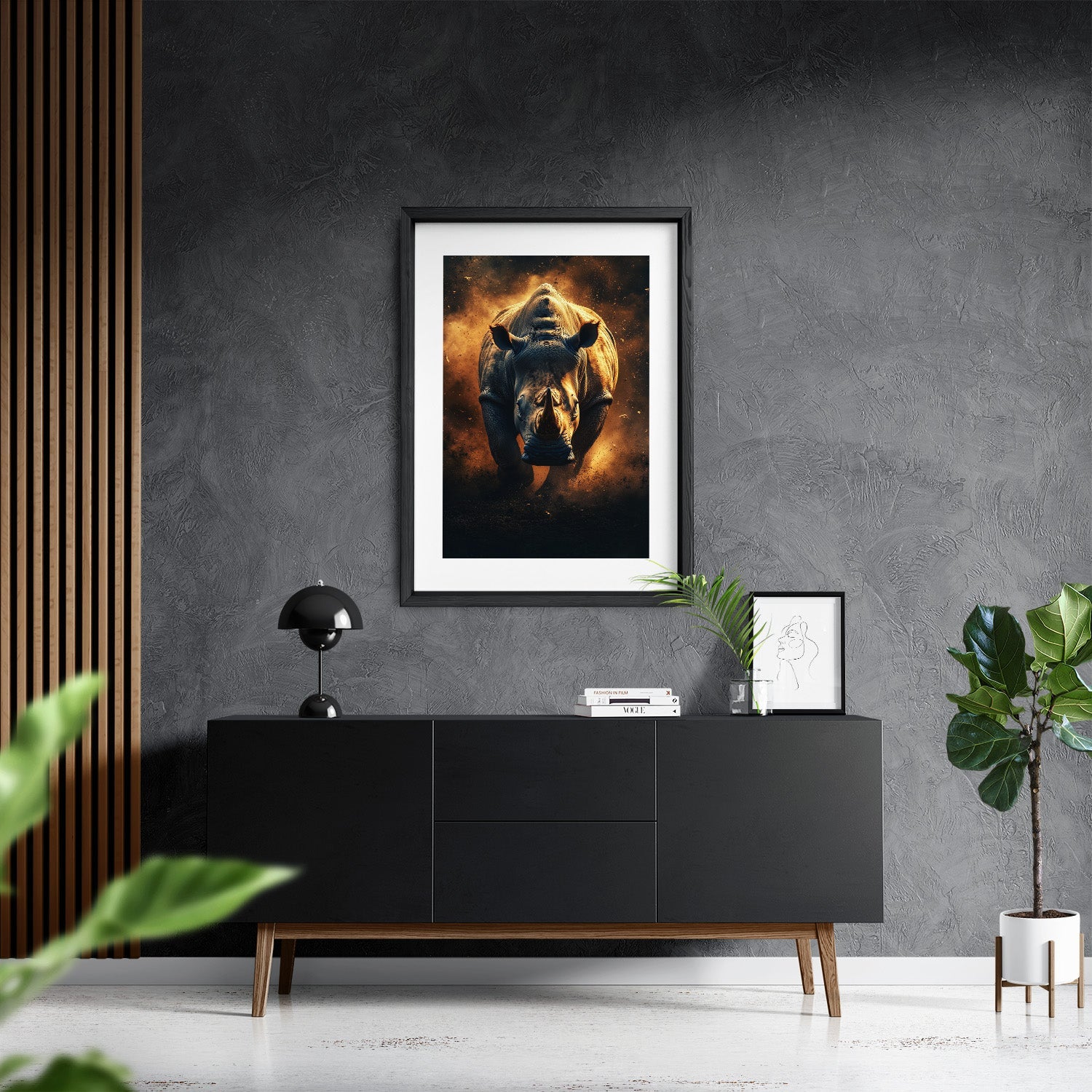 RHINO RAMPAGE*Papier*40x60*Papier*Kunstwerk*Masculina.nl