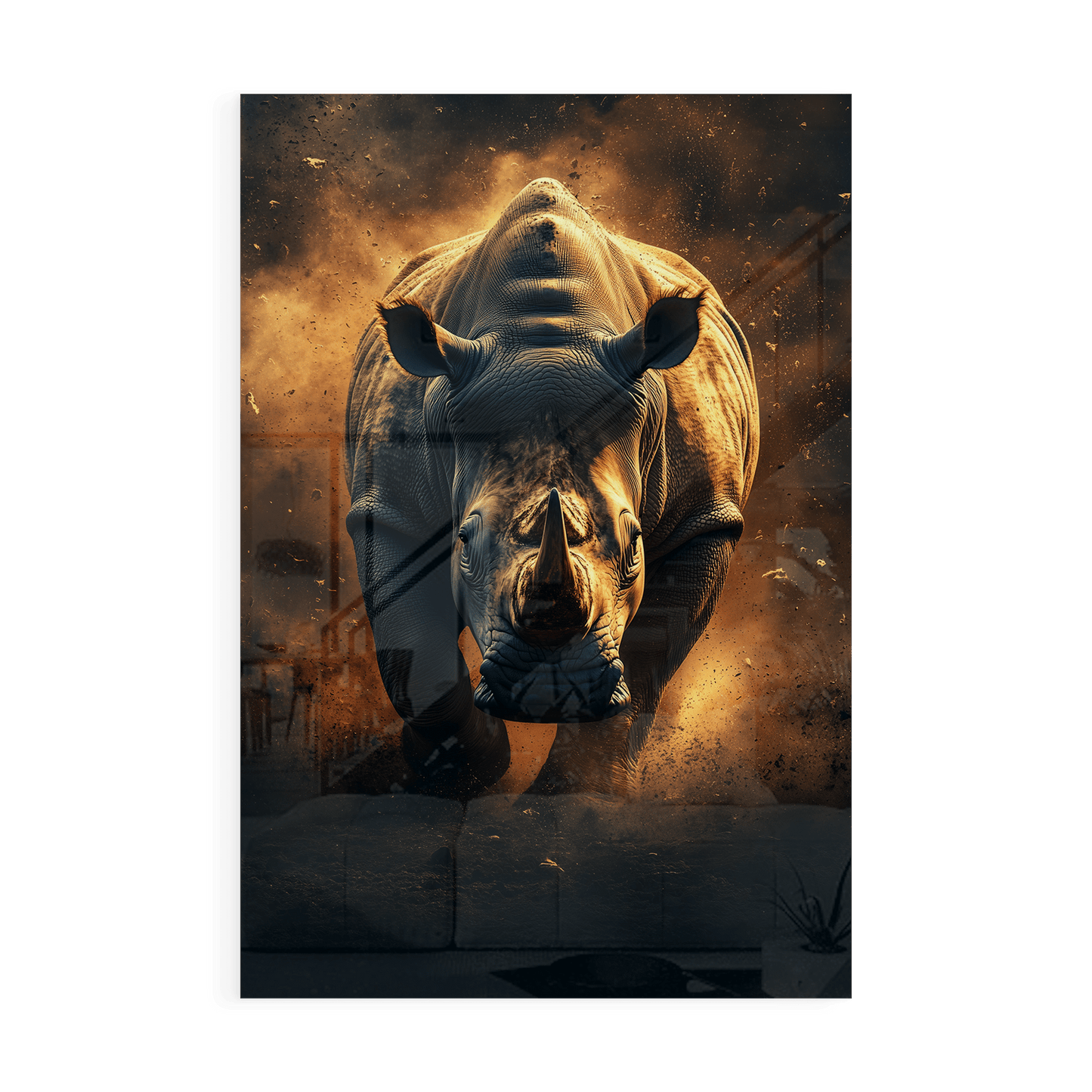 RHINO RAMPAGE*Plexiglas*40x60*Plexiglas*Kunstwerk*Masculina.nl