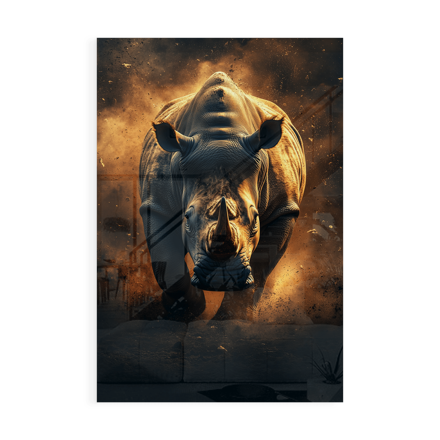 RHINO RAMPAGE*Plexiglas*40x60*Plexiglas*Kunstwerk*Masculina.nl