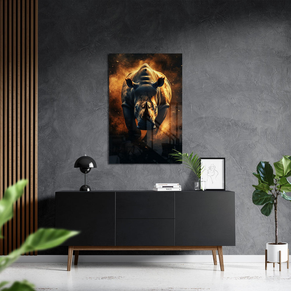 RHINO RAMPAGE*Plexiglas*40x60*Plexiglas*Kunstwerk*Masculina.nl