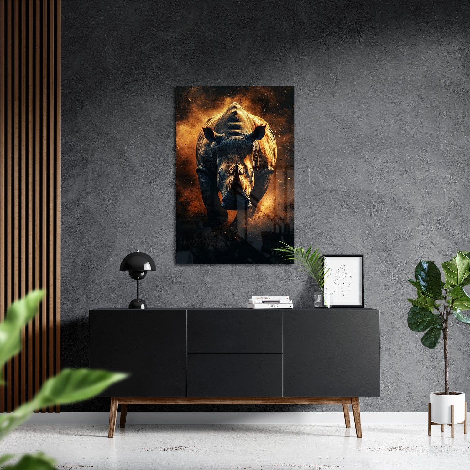 RHINO RAMPAGE*Plexiglas*40x60*Plexiglas*Kunstwerk*Masculina.nl