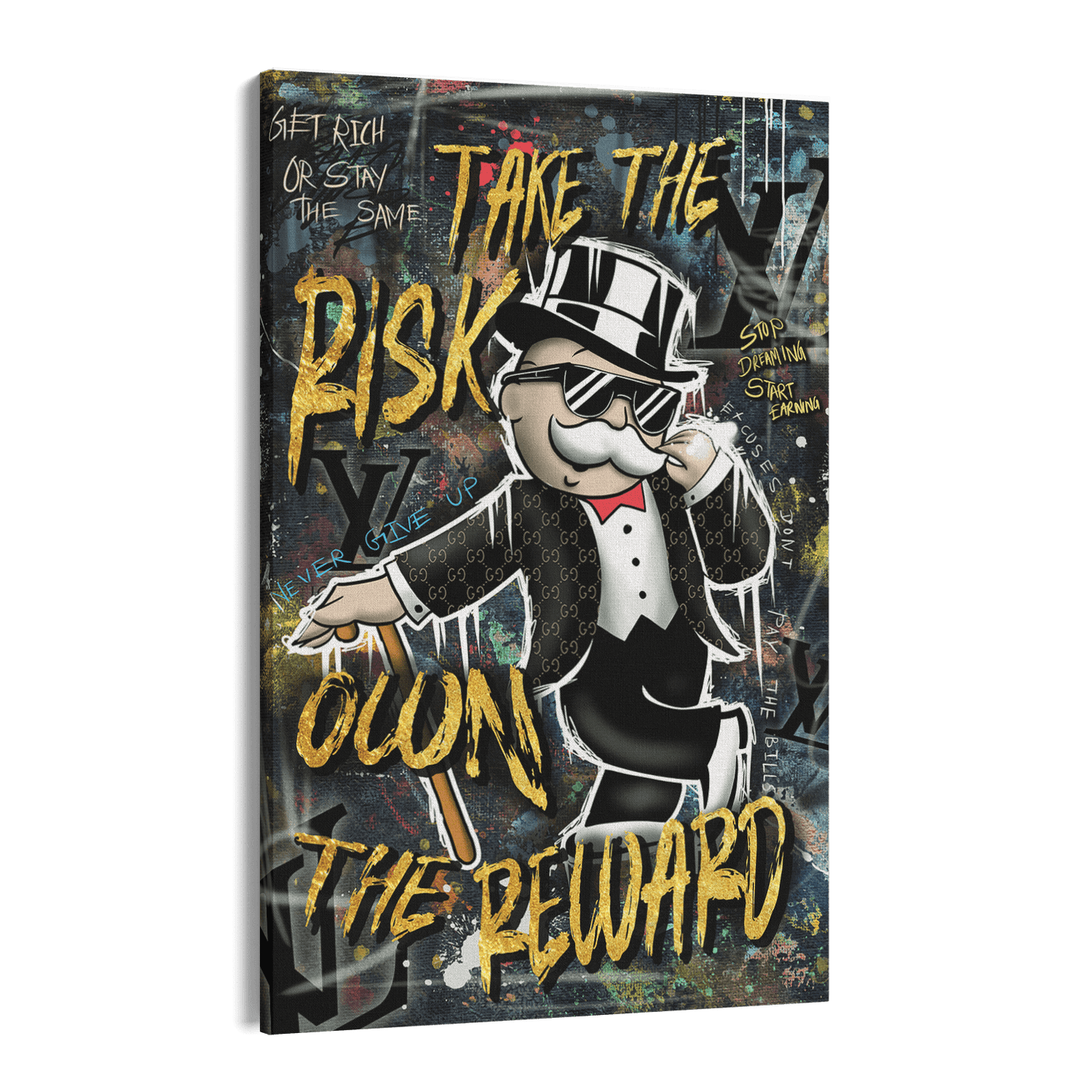 TAKE THE RISK OWN THE REWARD*Canvas*40x60*Canvas*Kunstwerk*Masculina.nl