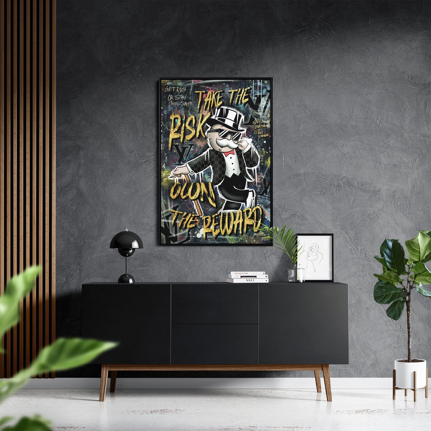 TAKE THE RISK OWN THE REWARD*Canvas*40x60*Baklijst*Kunstwerk*Masculina.nl