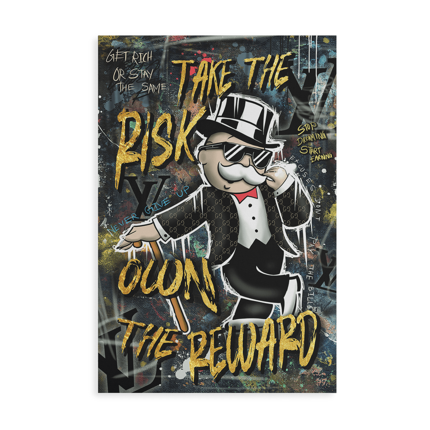 TAKE THE RISK OWN THE REWARD*Canvas*40x60*Canvas*Kunstwerk*Masculina.nl