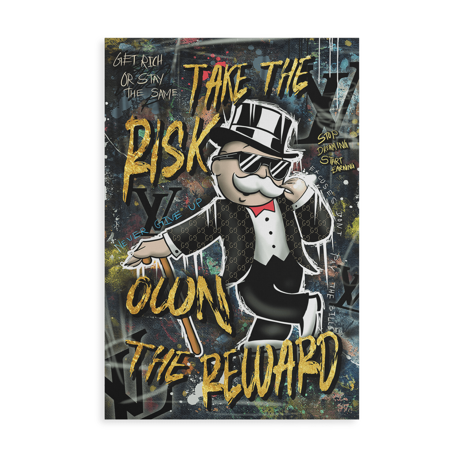TAKE THE RISK OWN THE REWARD*Canvas*40x60*Canvas*Kunstwerk*Masculina.nl