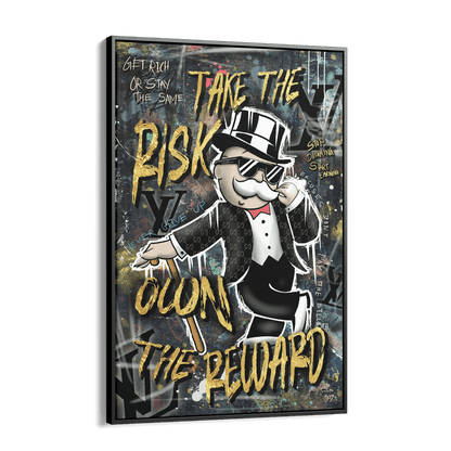 TAKE THE RISK OWN THE REWARD*Canvas*40x60*Baklijst*Kunstwerk*Masculina.nl