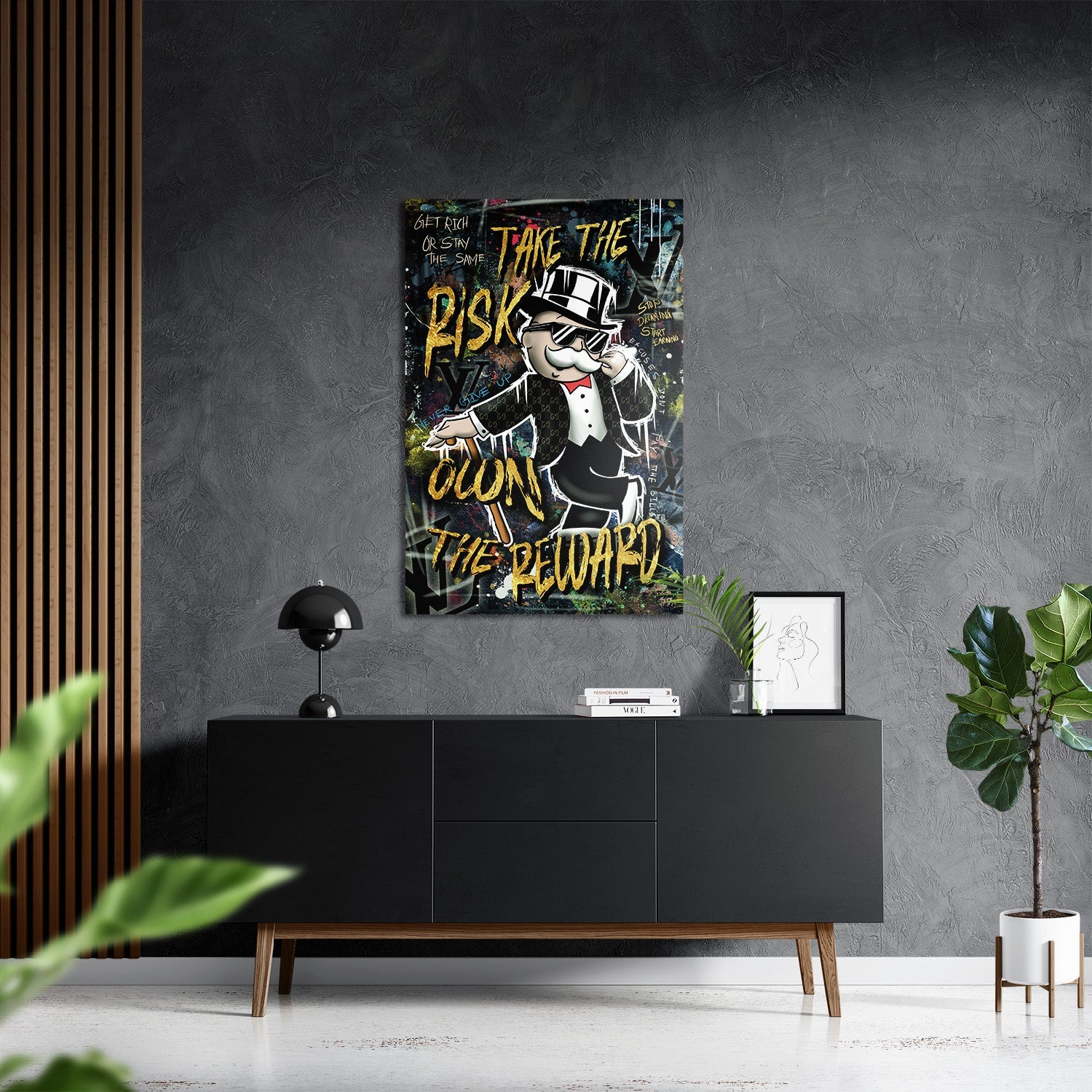 TAKE THE RISK OWN THE REWARD*Dibond*40x60*Dibond*Kunstwerk*Masculina.nl