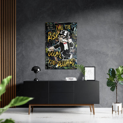 TAKE THE RISK OWN THE REWARD*Dibond*40x60*Dibond*Kunstwerk*Masculina.nl
