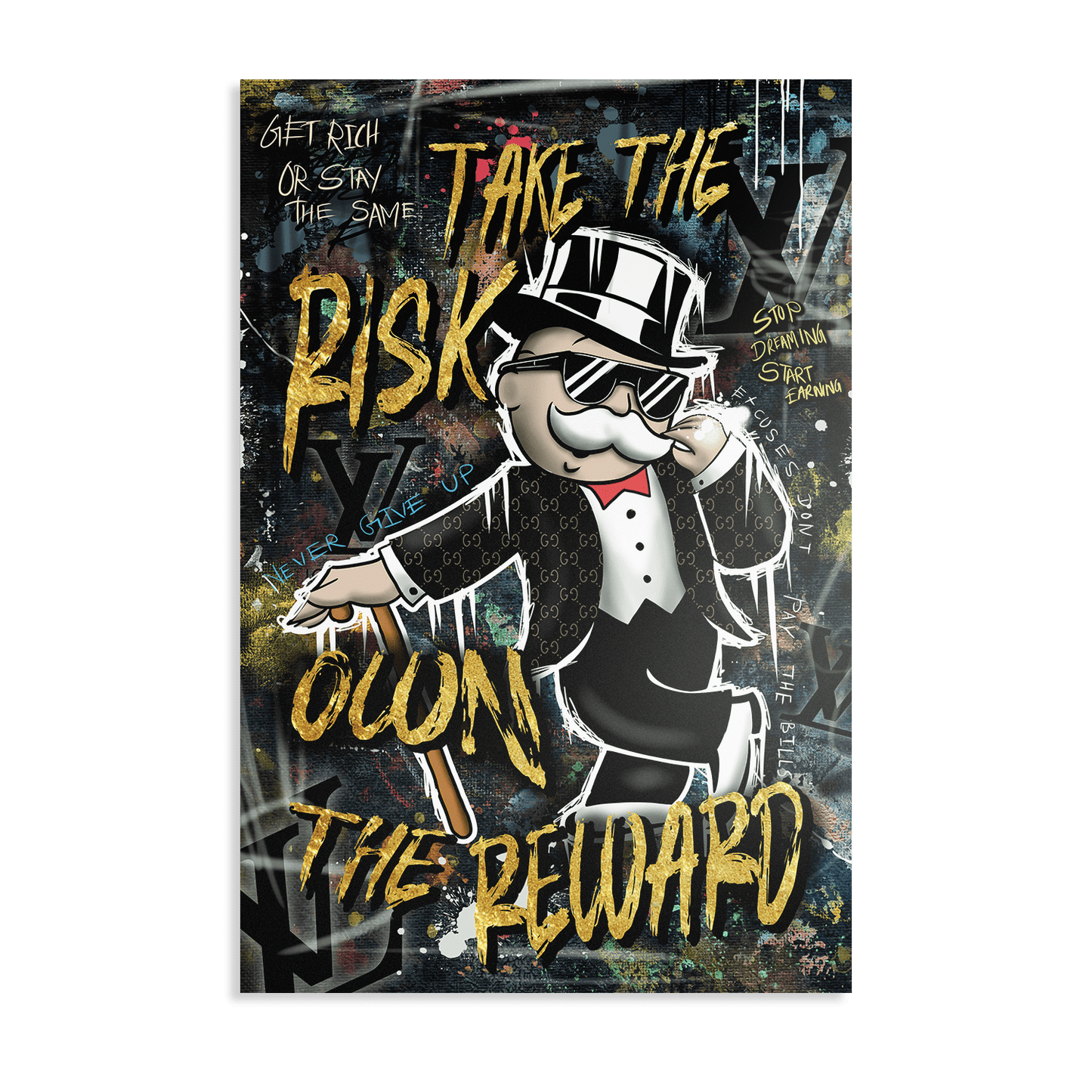 TAKE THE RISK OWN THE REWARD*Dibond*40x60*Dibond*Kunstwerk*Masculina.nl