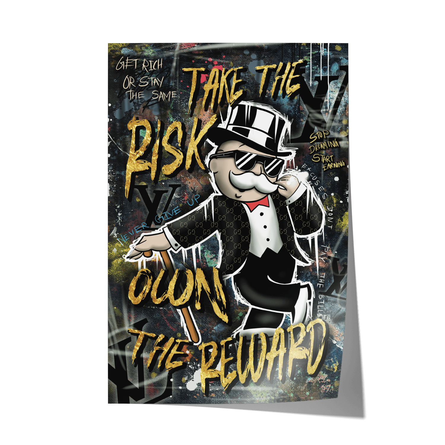 TAKE THE RISK OWN THE REWARD*Papier*40x60*Papier*Kunstwerk*Masculina.nl