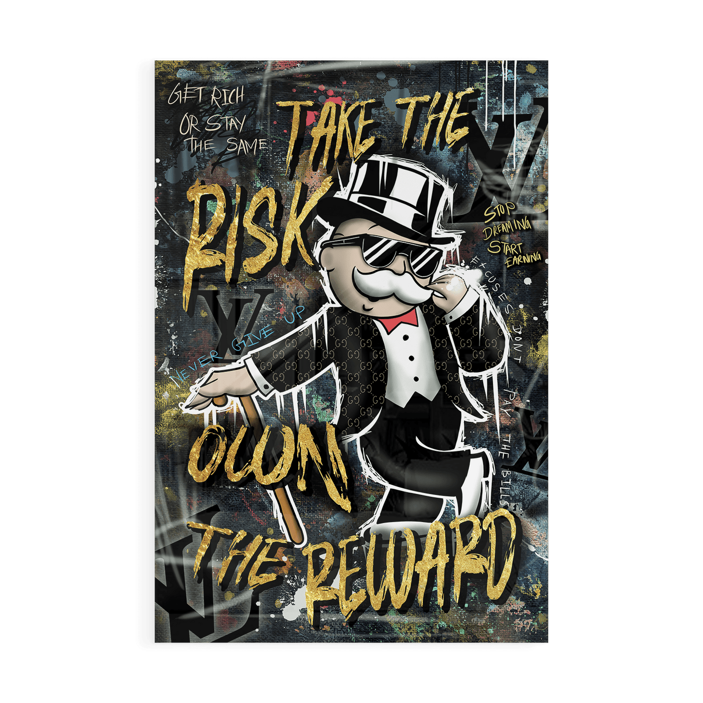 TAKE THE RISK OWN THE REWARD*Plexiglas*40x60*Plexiglas*Kunstwerk*Masculina.nl
