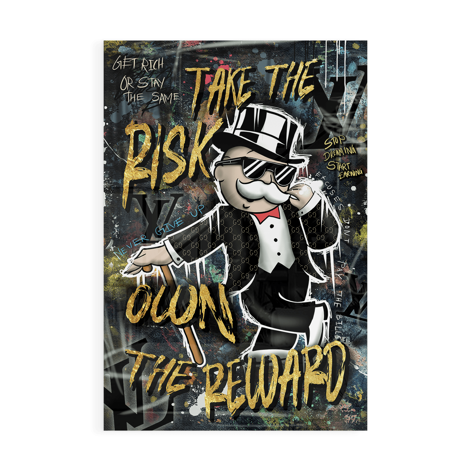 TAKE THE RISK OWN THE REWARD*Plexiglas*40x60*Plexiglas*Kunstwerk*Masculina.nl