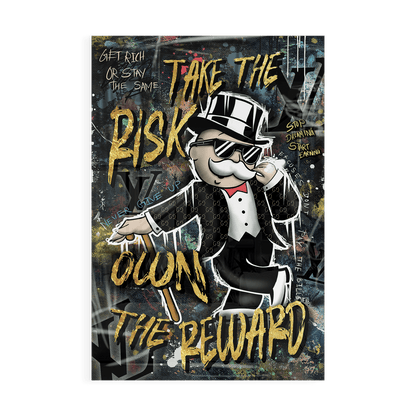 TAKE THE RISK OWN THE REWARD*Plexiglas*40x60*Plexiglas*Kunstwerk*Masculina.nl