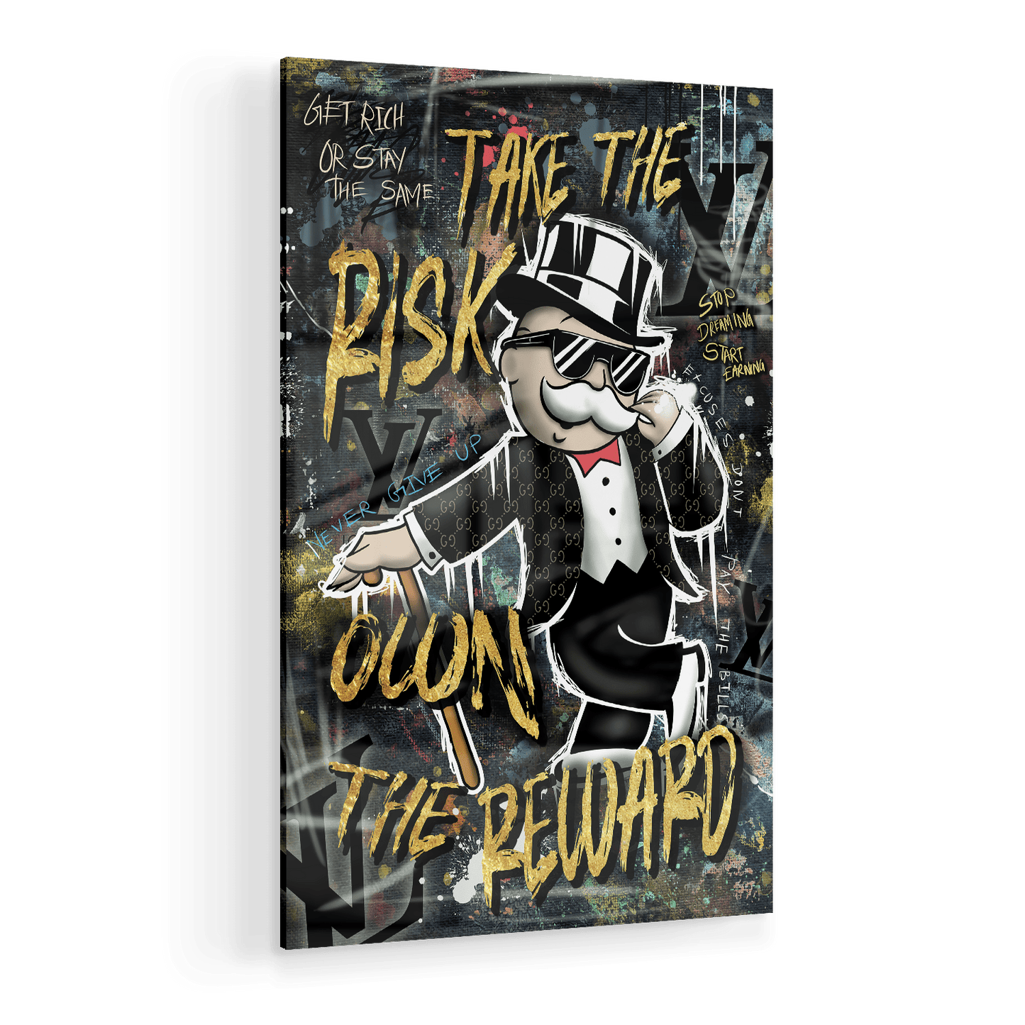 TAKE THE RISK OWN THE REWARD*Plexiglas*40x60*Plexiglas*Kunstwerk*Masculina.nl