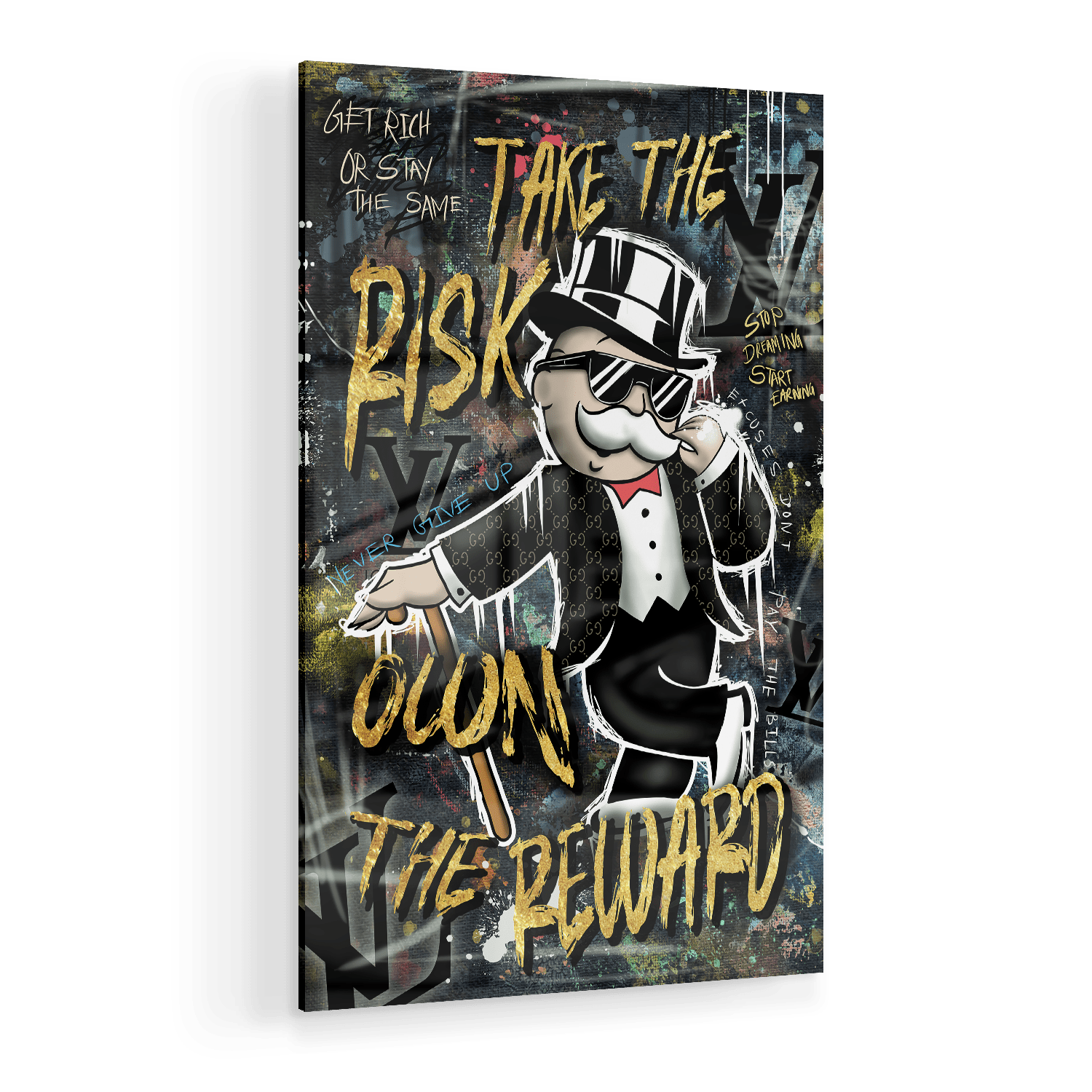TAKE THE RISK OWN THE REWARD*Plexiglas*40x60*Plexiglas*Kunstwerk*Masculina.nl