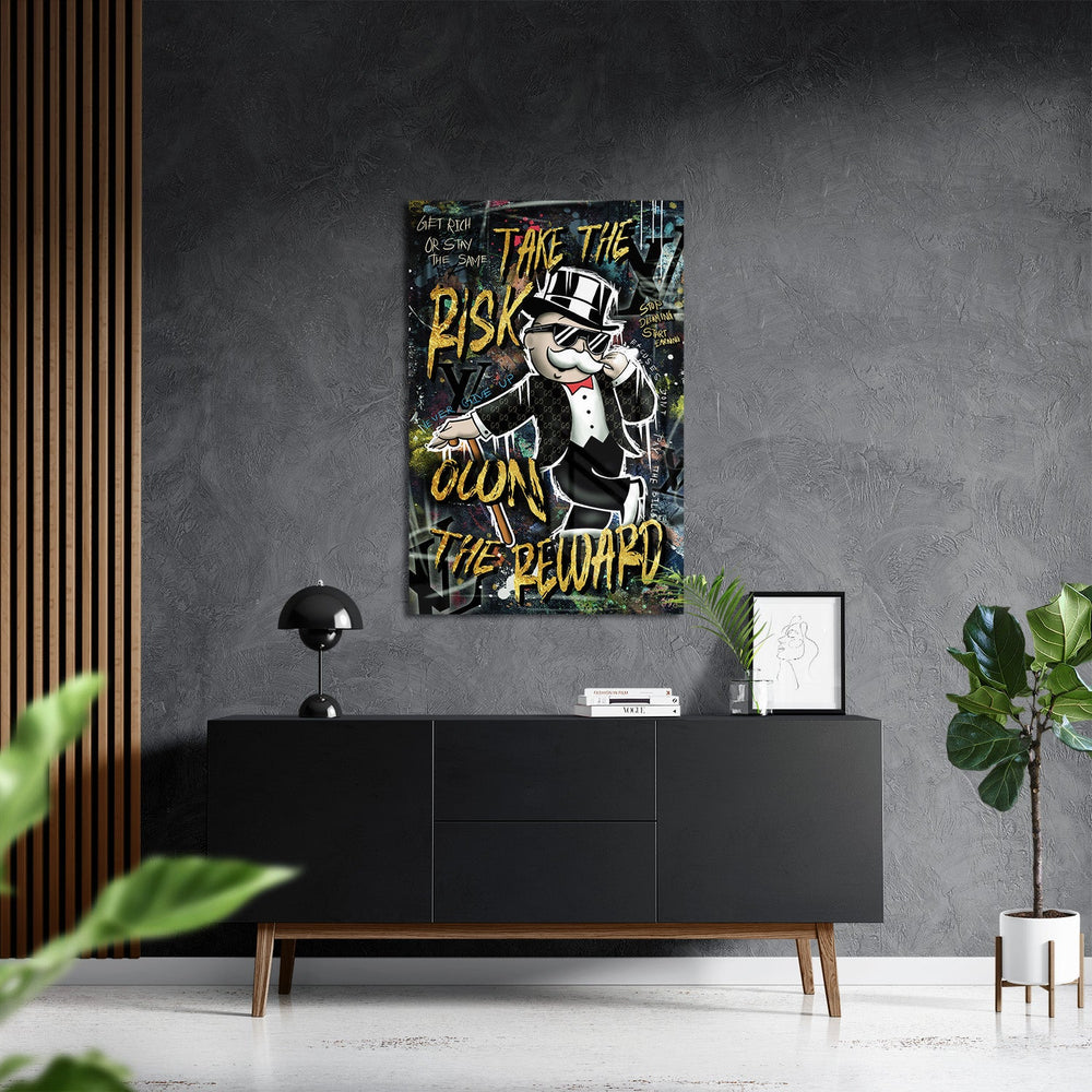 TAKE THE RISK OWN THE REWARD*Plexiglas*40x60*Plexiglas*Kunstwerk*Masculina.nl