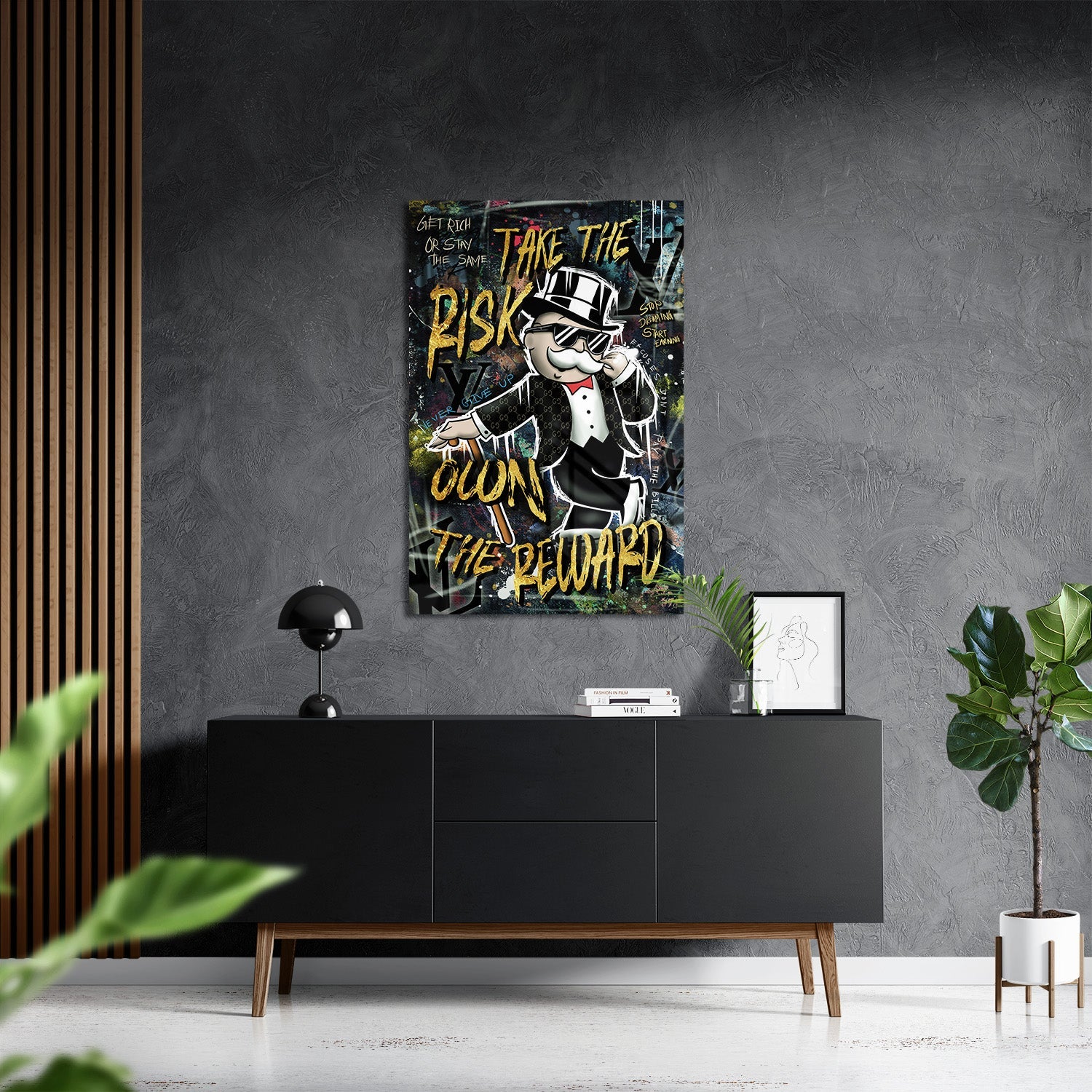 TAKE THE RISK OWN THE REWARD*Plexiglas*40x60*Plexiglas*Kunstwerk*Masculina.nl