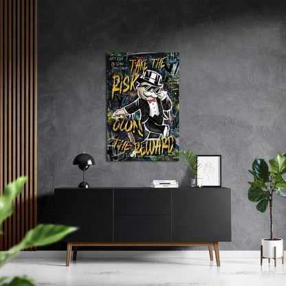 TAKE THE RISK OWN THE REWARD*Plexiglas*40x60*Plexiglas*Kunstwerk*Masculina.nl