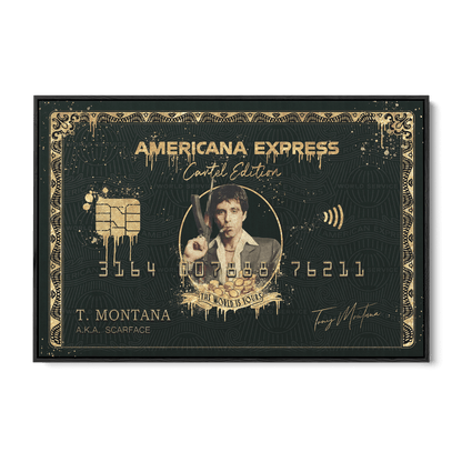 TONY MONTANA - AMERICANA EXPRESS*Canvas*60x40 cm*Baklijst*Kunstwerk*Masculina.nl