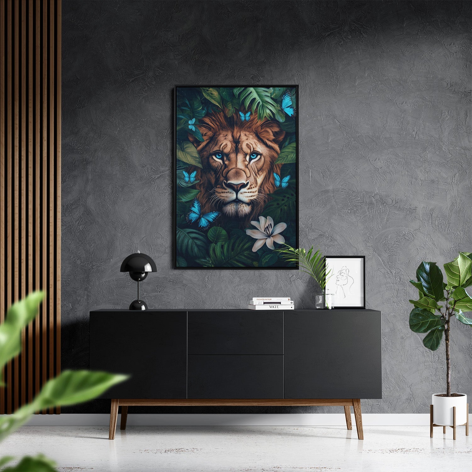 WINGS & WHISKERS - LION*Canvas*40x60*Baklijst*Kunstwerk*Masculina.nl