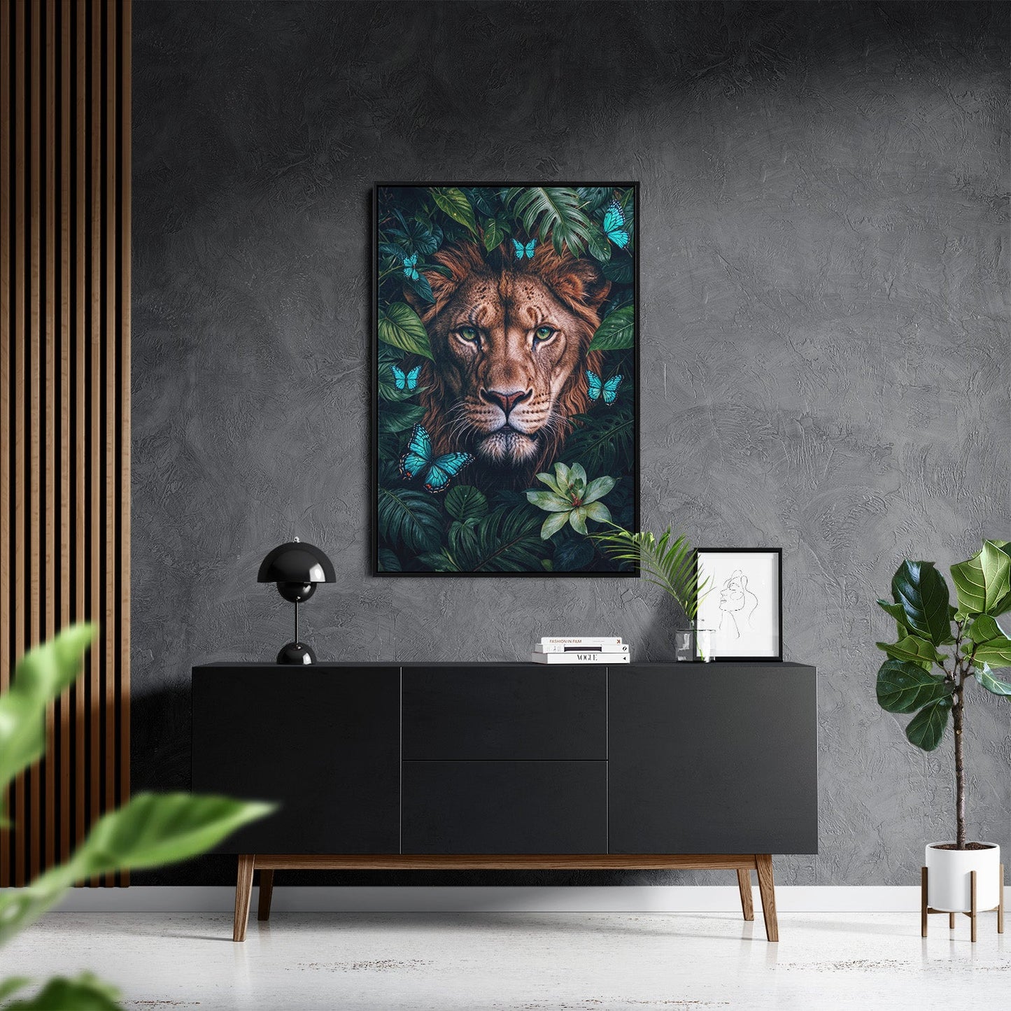 WINGS & WHISKERS - LION*Canvas*40x60 cm*Baklijst*Kunstwerk*Masculina.nl
